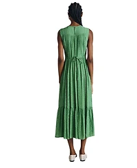Sandy Georgette Jacquard Sleeveless Midi Dress