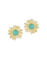 Aqua Turquoise Sun Statement Stud Earrings - Exclusive