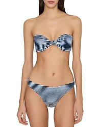 Milly Textured Striped Bandeau Bikini Top