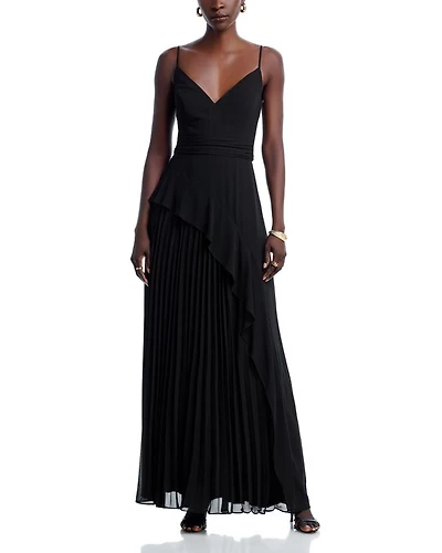 Long Chiffon Pleated Dress - Exclusive