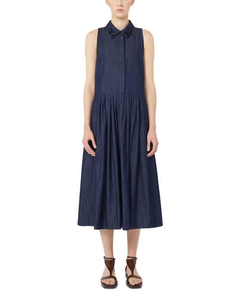 Elena Midnight Blue Cotton Dress