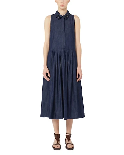 Elena Midnight Blue Cotton Dress