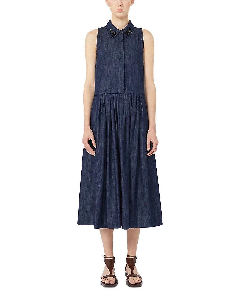 Max Mara Elena Midnight Blue Cotton Dress