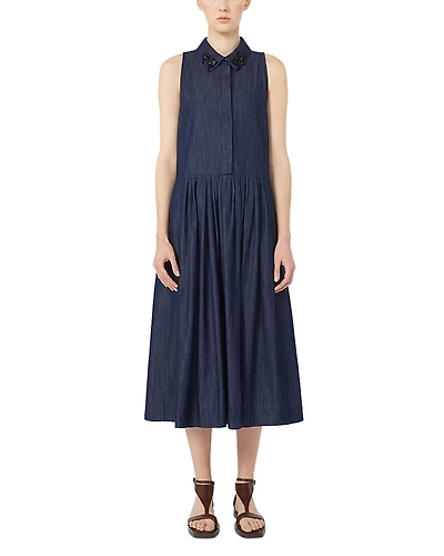 Max Mara Elena Midnight Blue Cotton Dress
