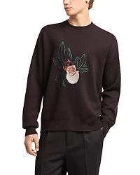 Emporio Armani Regular Fit Embroidered Wool Sweater