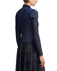 Bicolor Ribbed Striped Cardigan Sweater