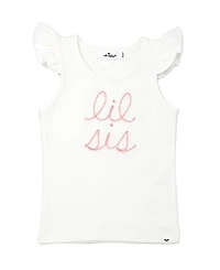 oh baby! Girls' "lil sis" Pink Sparkle Embroidered Flutter Sleeve Tank - Baby