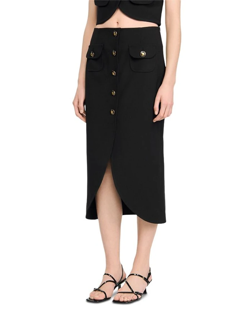 Buttoned Midi Skirt