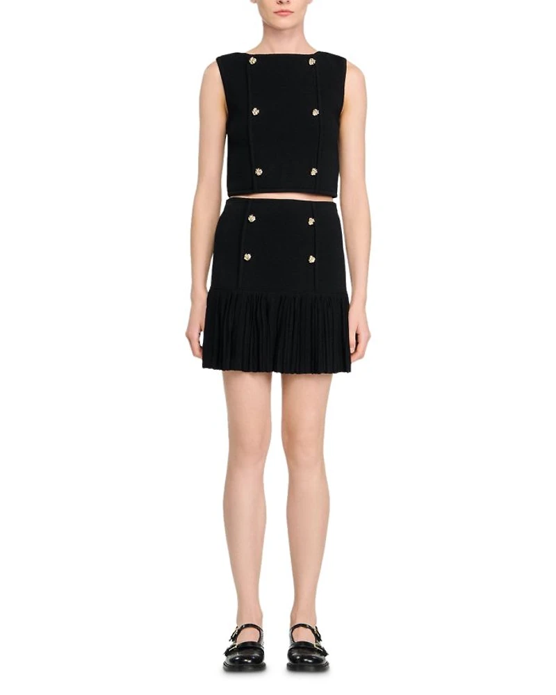 Double Breasted Ruffle Mini Skirt