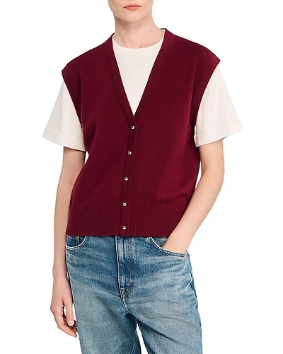 Sandro Two Tone Wool & Cashmere Sweater