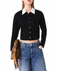 Maje Cropped Poplin Shirt
