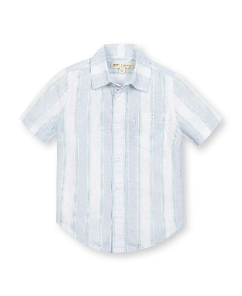Unisex Hope & Henry Boys' Linen Short Sleeve Button Down Shirt