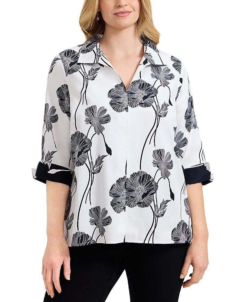 Foxcroft Plus Agnes Popover Top