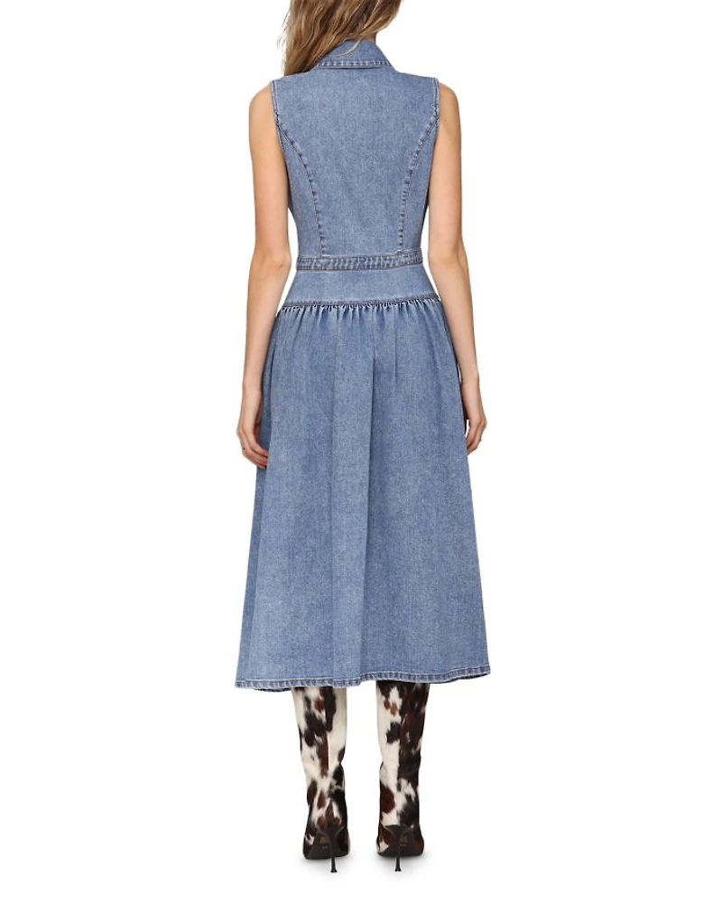 Sleeveless Snap Front Midi Dress