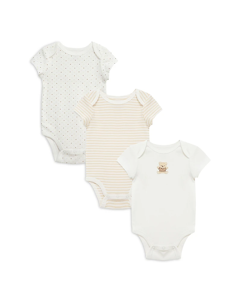Little Me Unisex Gentle Bear Bodysuit, Pack of 3 - Baby