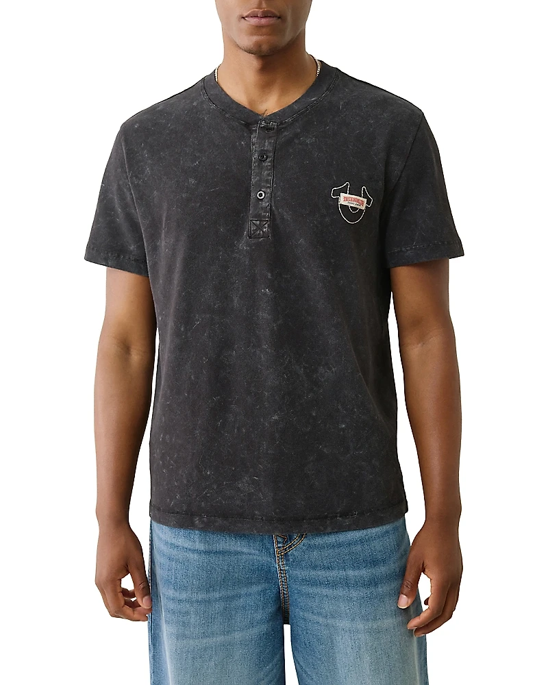 True Religion Short Sleeve Pique Henley Shirt