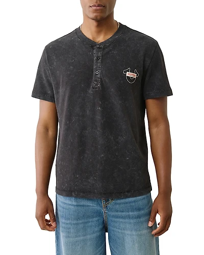 True Religion Short Sleeve Pique Henley Shirt