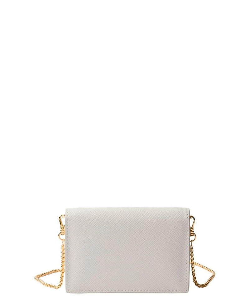 Saffiano Leather Card Holder with Shoulder Strap