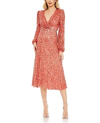 A-Line Wrap Dress with Dramatic Puff Sleeves