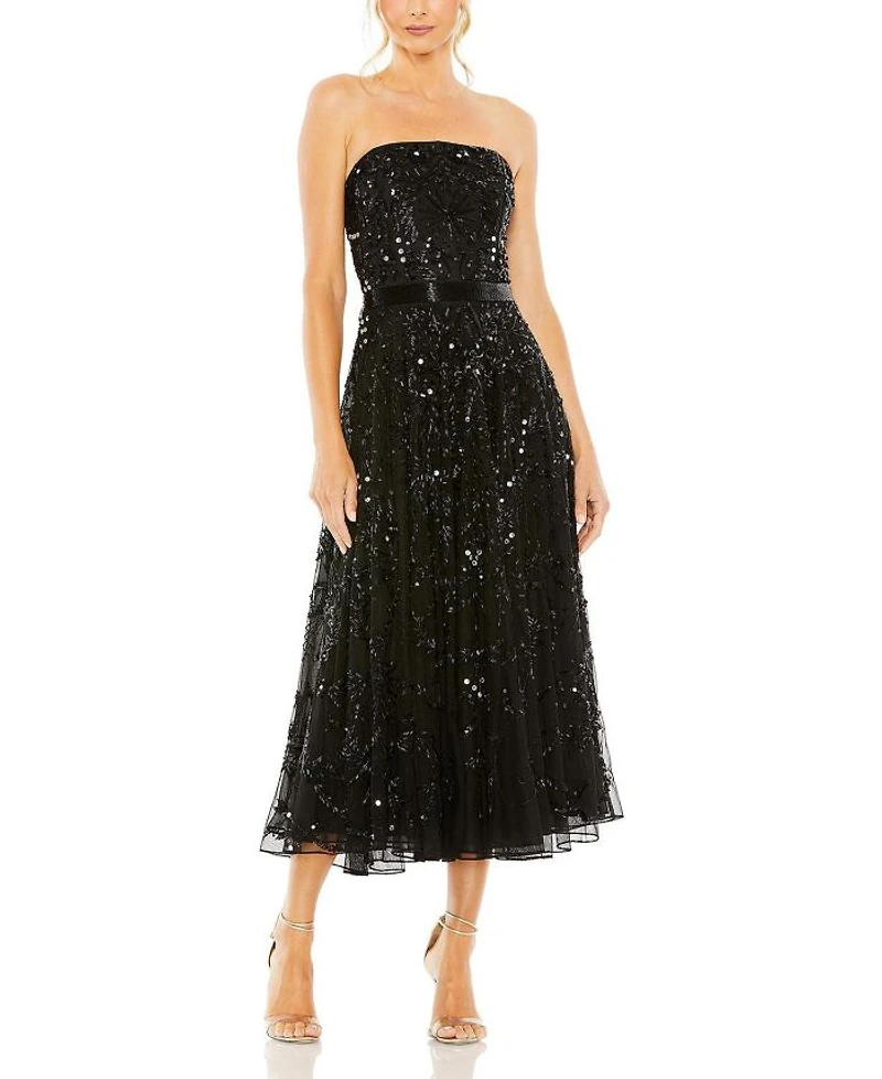 Strapless Embellished A Line Dress