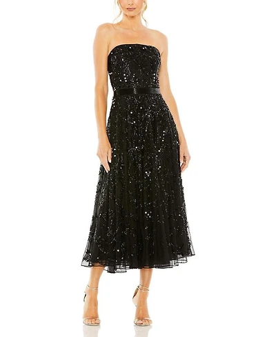Strapless Embellished A Line Dress