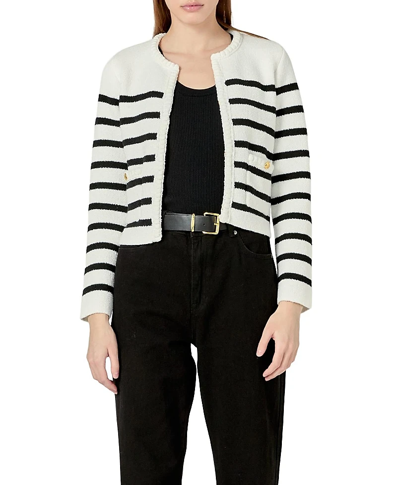 English Factory Women's Braided Stripe Cardigan