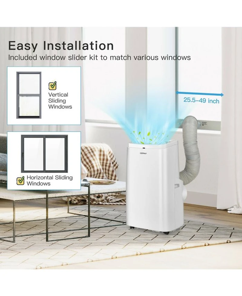 9000BTU Portable Air Conditioner 3-in-1 Air Cooler Fan Dehumidifier w/ Remote
