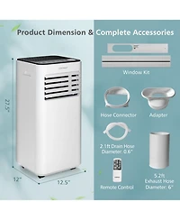 10000 BTU Portable 3-in-1 Air Conditioner with Fan Dehum Sleep Mode