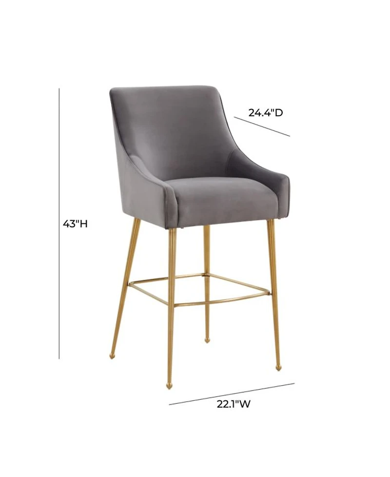Beatrix Velvet Bar Stool - Gold Legs