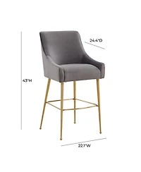 Beatrix Velvet Bar Stool - Gold Legs