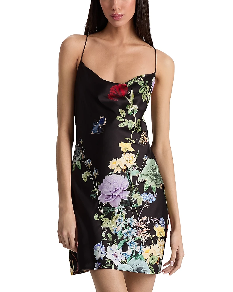Alice and Olivia Harmony Floral Cowlneck Mini Dress