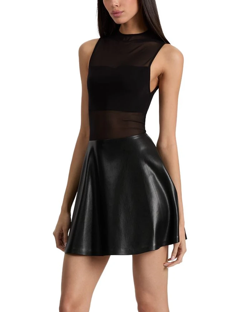 Chara Mesh Drop Waist Mixed Media Dress