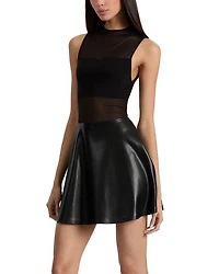 Chara Mesh Drop Waist Mixed Media Dress