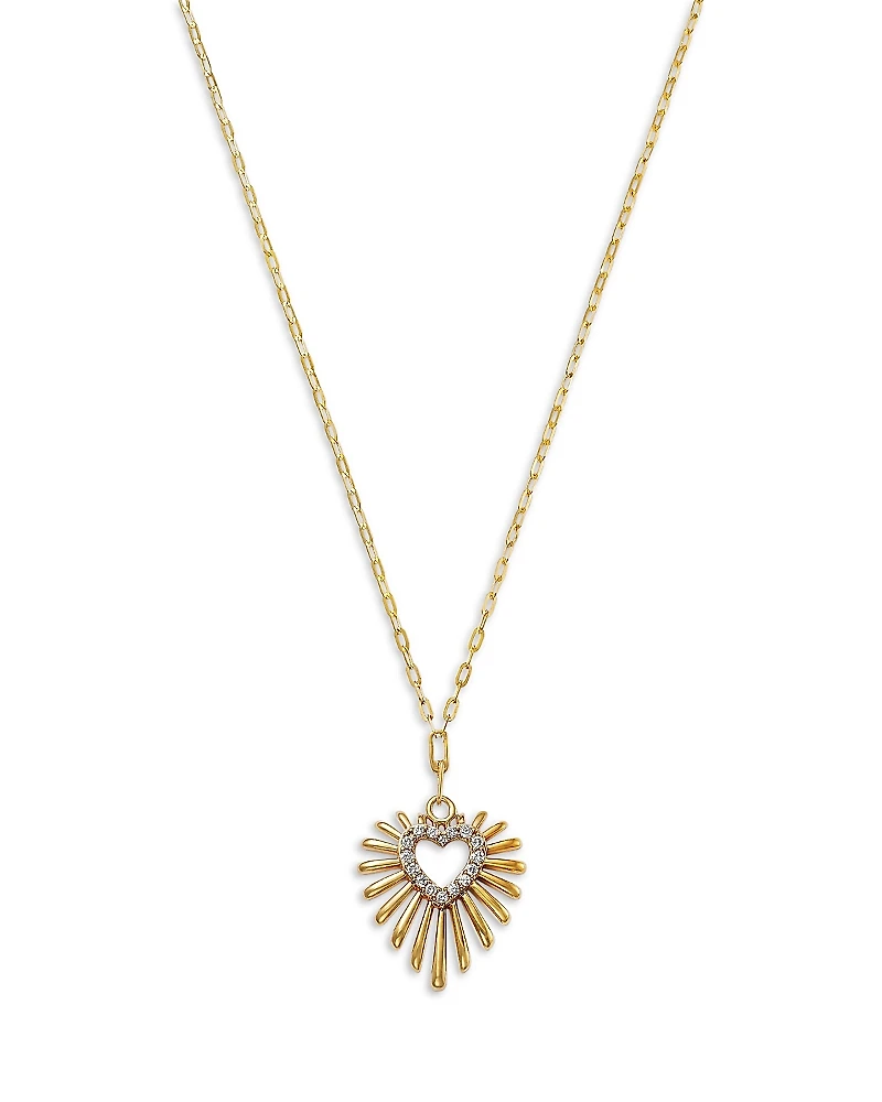 Bloomingdale's Fine Collection Diamond Heart Sunburst Pendant Necklace