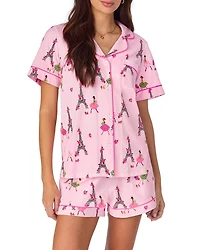 Eiffel Tower Print Shorty Pajama Set