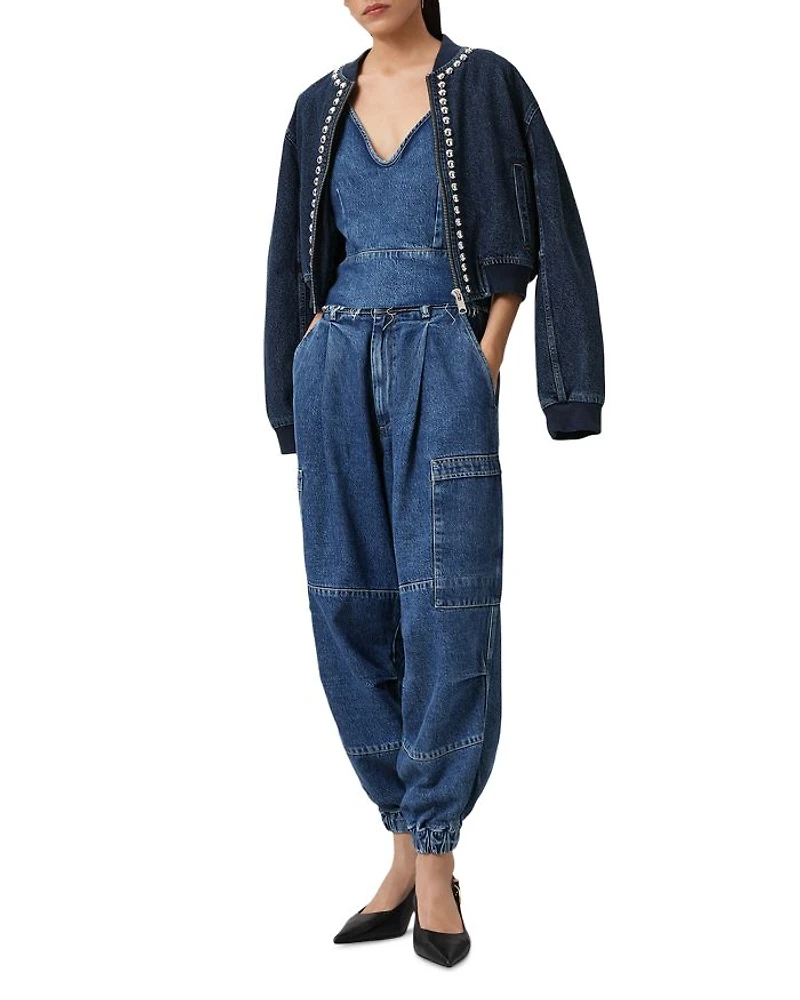 Sol Cargo High Rise Cropped Tapered Jeans Mid Indigo