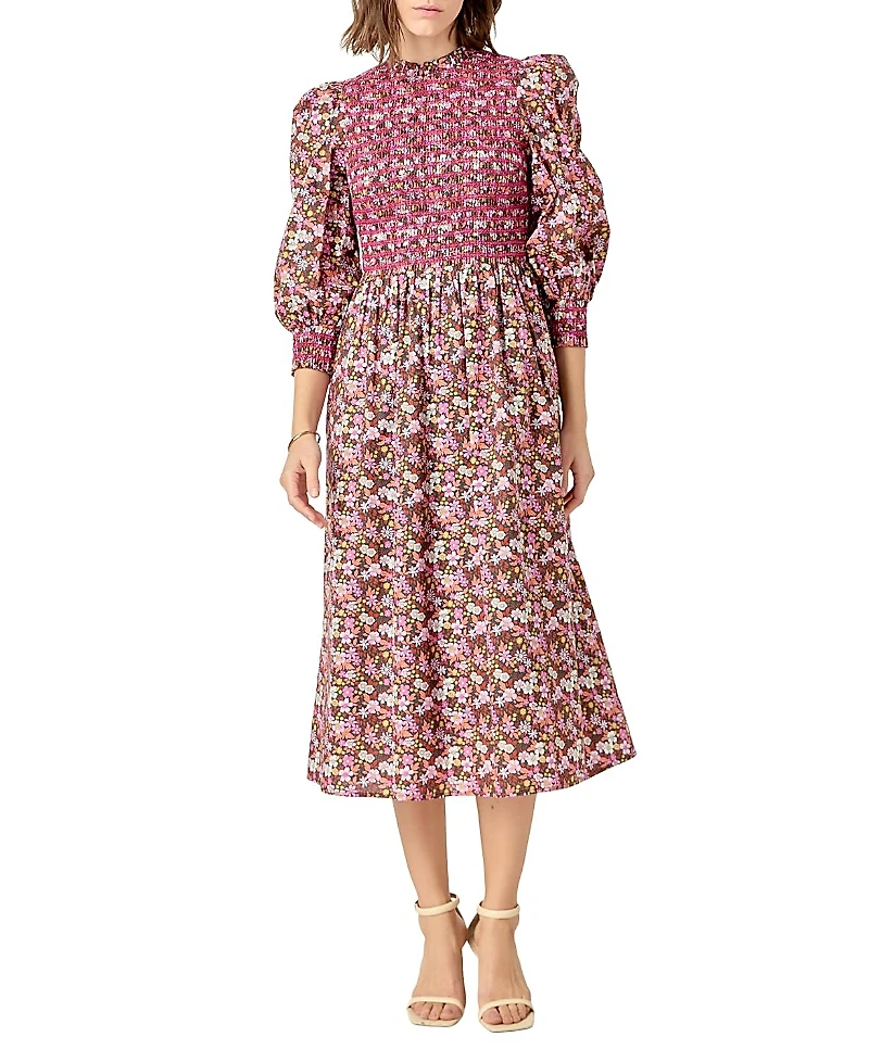 English Factory Women's Smocked Midi Dress