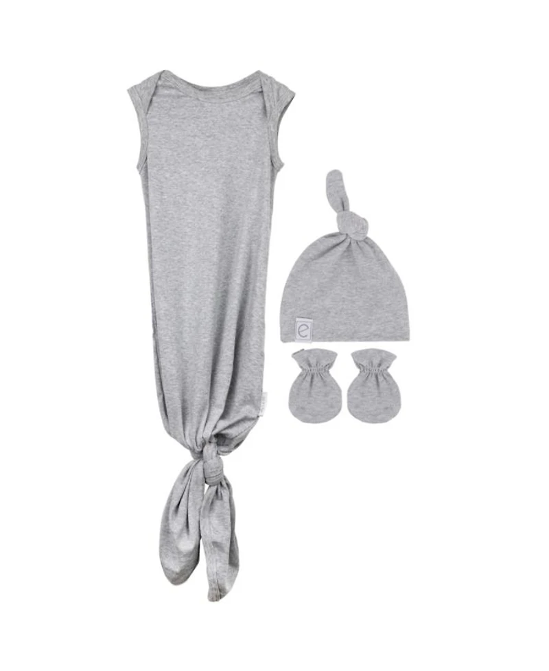 Unisex Knotted Wearable Blanket & Knot Hat Set with Matching Mittens - Baby