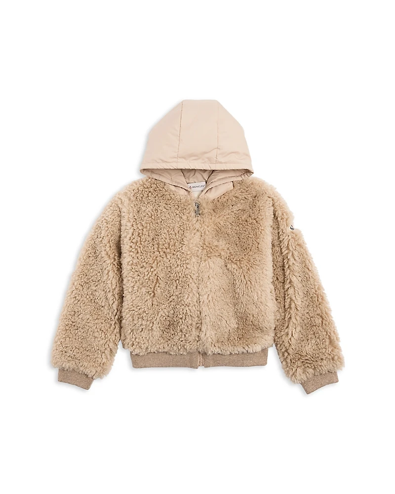 Moncler Girls' Teddy Zip Up Hoodie - Big Kid