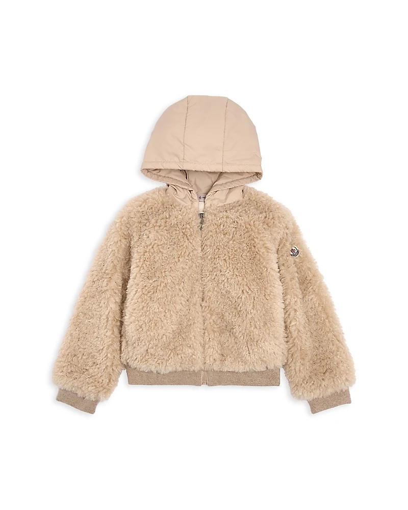 Moncler Girls' Teddy Zip Up Hoodie - Little Kid