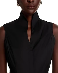 Sleeveless Mandarin Collar Shirt