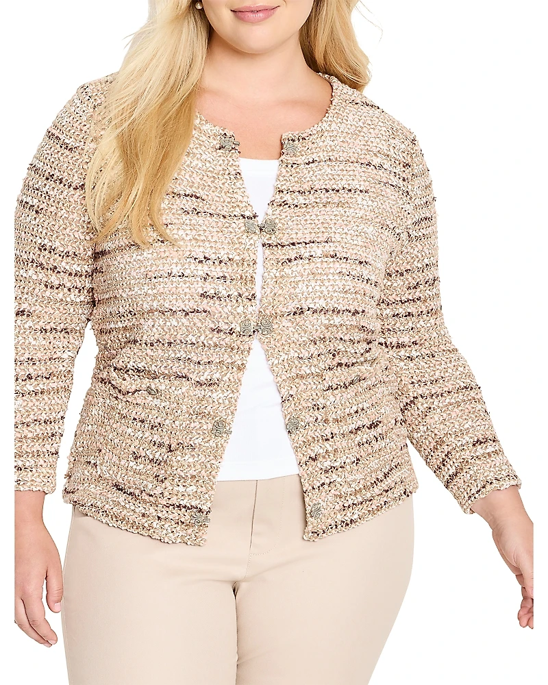 Nic+Zoe Plus Tonal Mix Knit Jacket