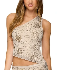 Edikted Astrid Beaded Backless One Shoulder Top