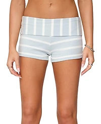 Edikted Lorenza Striped Fold Over Shorts