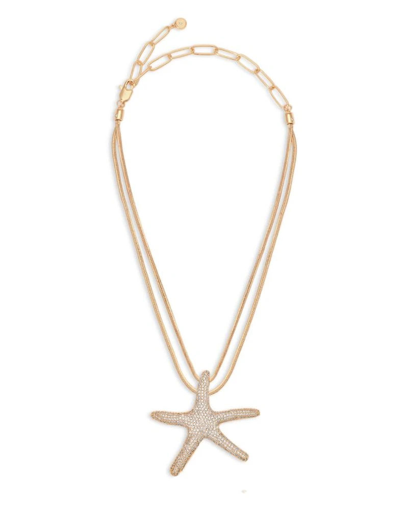 Pavé Starfish Pendant Necklace, 12"-17"