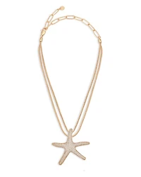 Pavé Starfish Pendant Necklace, 12"-17"