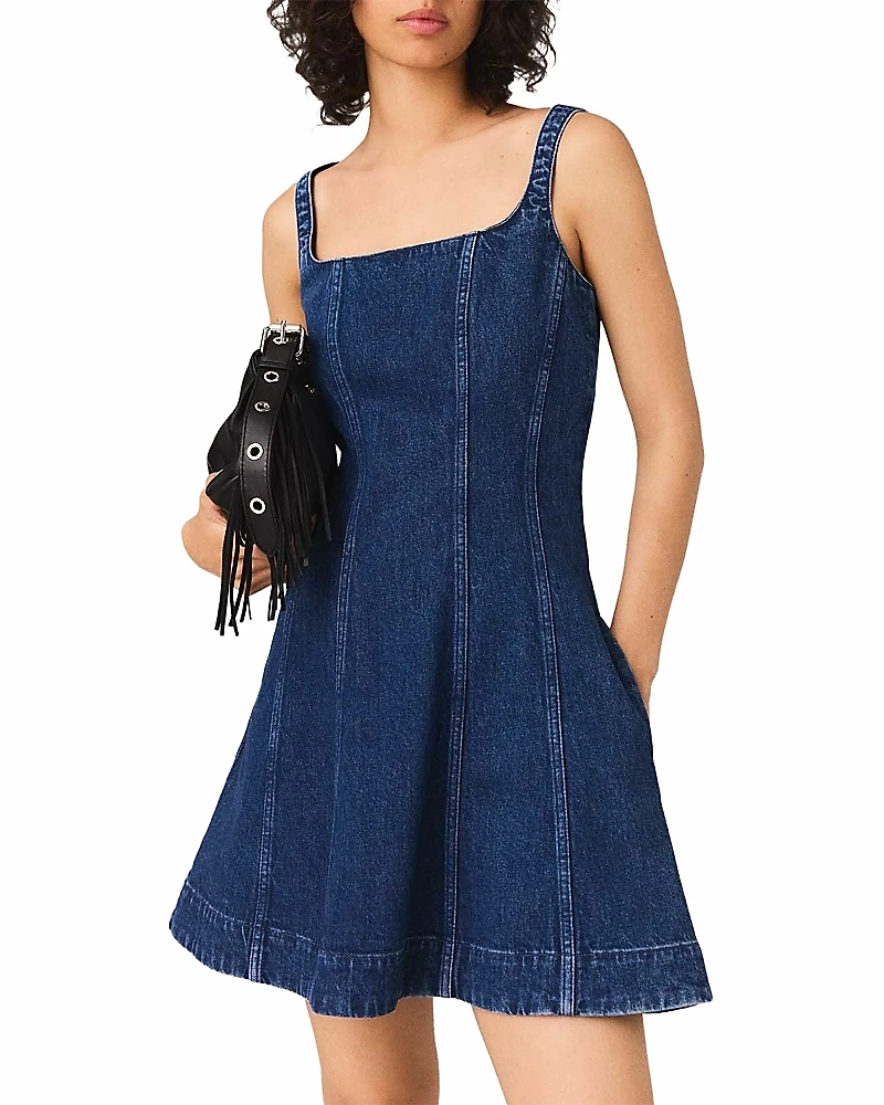 Maje Robolini Babydoll Denim Dress