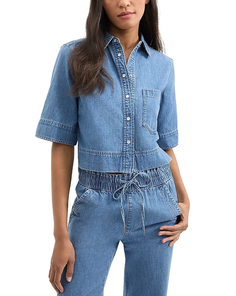 Veronica Beard Spruce Cropped Denim Shirt