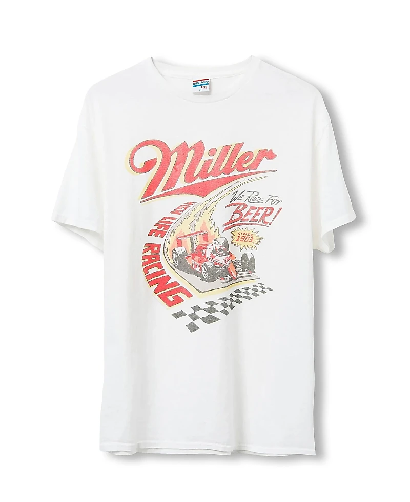 Junk Food Clothing Unisex Miller High Life Racing Beer Flea Market Tee