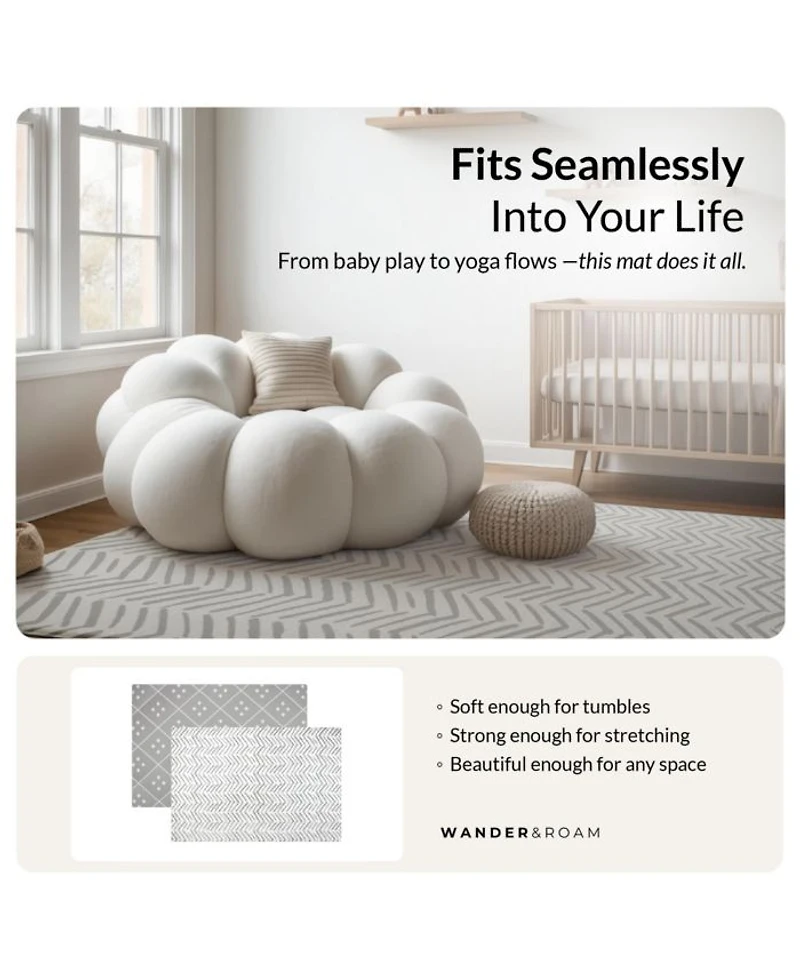 Reversible Baby PlayMat - Dash + Diamond Design - Soft, Non-Toxic Foam - Waterproof, Easy to Clean